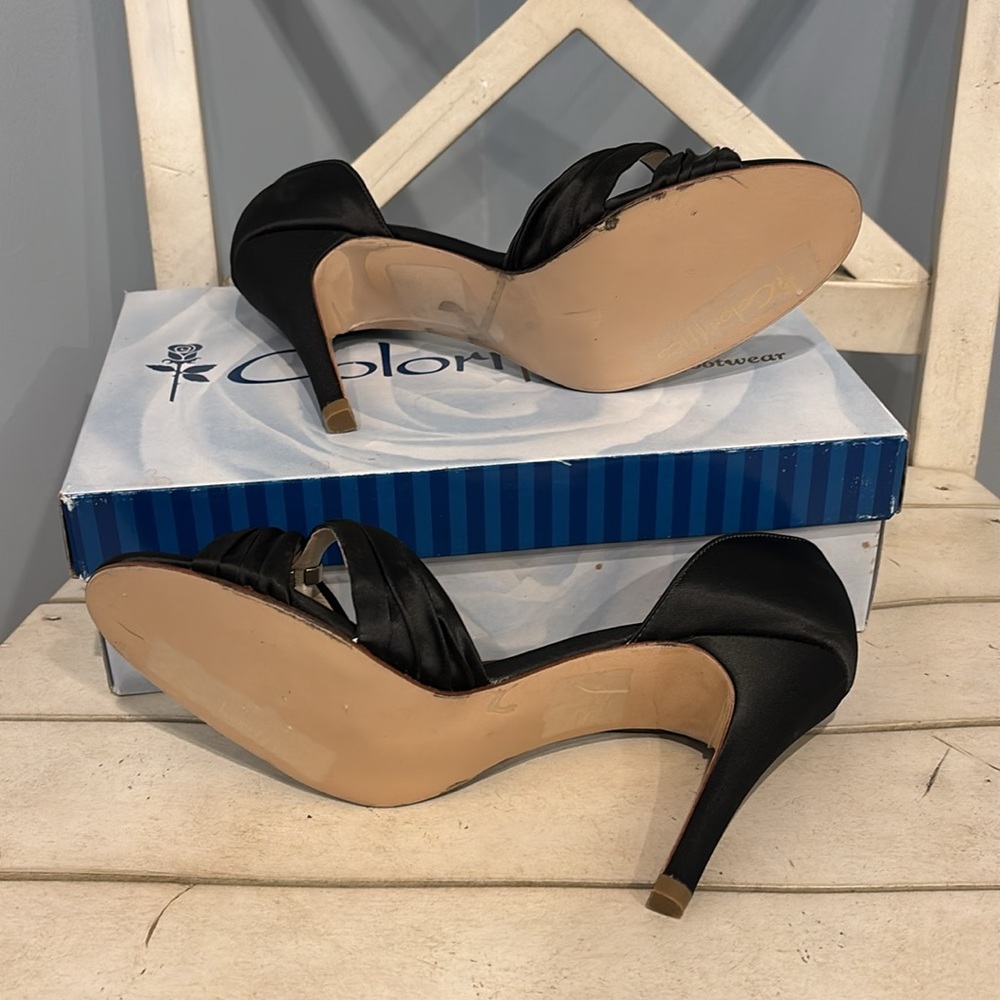 Coloriffics Black Dress Heels size 9.5W - Picture 8 of 8